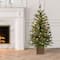 4ft. Pre-Lit Spruce Artificial Potted Christmas Tree in Rattan Base, Clear Lights